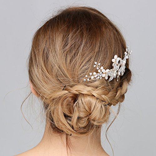 Bridal Vintage Hair Comb Crystal Rhinestone Pearl Flower Slides
