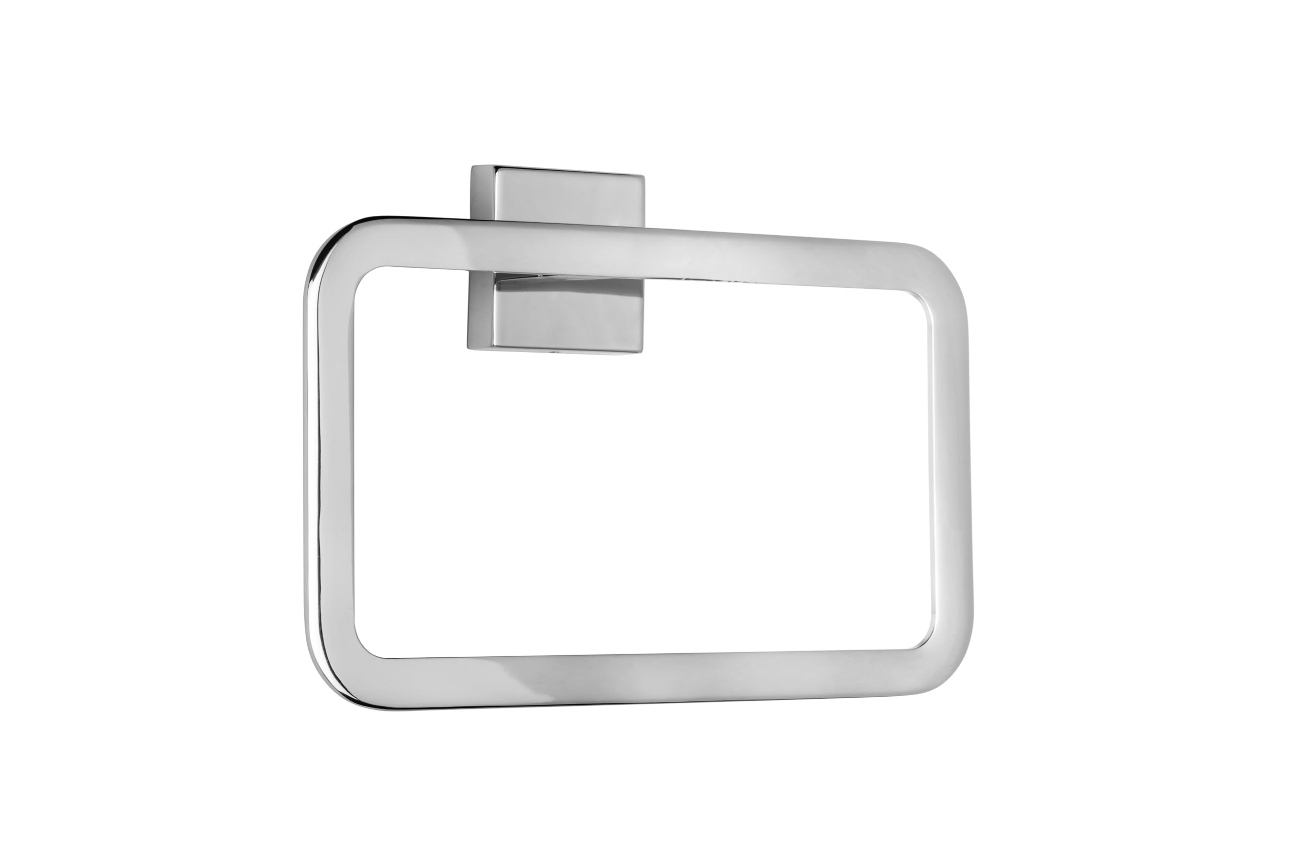Croydex Flexi-Fix Easy to Fit Cheadle Chrome Plated Square Design Towel Ring, Silver