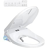 RUIFQ Bidet Toilet Seat Elongated, Electric Heated Seat with Instant Warm Water, Remote & Side Knob Control, Self-Clean Nozzle, Soft Close Lid, Night Light, Warm Air Dryer