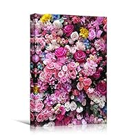 Canvas Wall Art Pink Petals Colorful Farmhouse/Country Floral Multicolor Patterns Photography - 12x18 inches