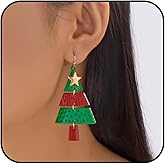 Christmas Earrings for Women Funny Christmas Tree Earrings Dainty Metal Splicing Christmas Tree Earrings Xmas Costume Accessories for Women