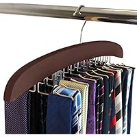 SunTrade Wooden Tie Hanger,24 Tie Organizer Rack Hanger Holder Hook (Black, 24 Hooks)