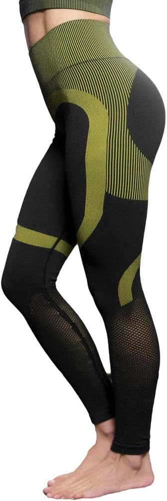 Yying Women Sportswear Seamless Leggings High Waist Yoga Pants Mesh Sport Trousers Workout Running Pant Gym Tight Women Fitness