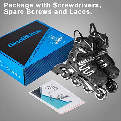 Woolitime Sports Adjustable Blades Roller Skates for Girls and Kids with Featuring All