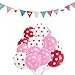 Polka Dot Balloons Set of 100 Pink White Red Latex Balloon with 1 mix Pennant Flags for Festival Christmas Wedding Birthday Party Decorations(Pink)
