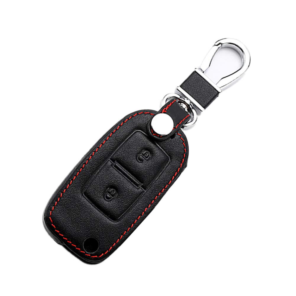 Happyit Leather Car Key Cover Cases keychain for VW Volkswagen Amarok Polo Golf 4 5 6 MK4 Bora Jetta 2 Buttons
