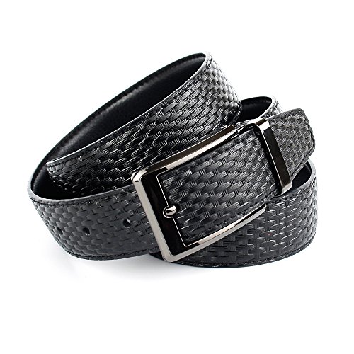 Anthoni Crown Leather Men`s Belt Black Reversible Design 34"-46"/3QW10 (34)