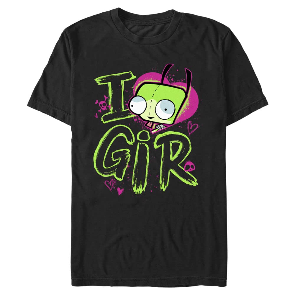 Photo 1 of Nickelodeon Big & Tall Invader Zim Love Gir Men's Tops Short Sleeve Tee Shirt, Black, 3X-Large