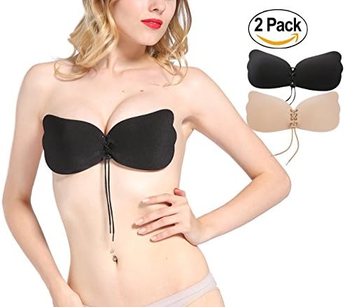 Welltogther Women Reusable Invisible Push-up Seamless Bra Strapless Backless Bra Plus Size ddd