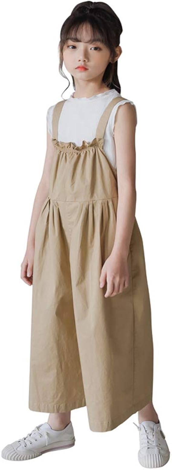 Amazon Gold Carp サロペット 子供服 Tシャツ 半袖 ワイドパンツ ズボン 上下セット 可愛い 綿 ガールズ 女の子 春夏秋冬 イェロー110 170cm パンツ 通販