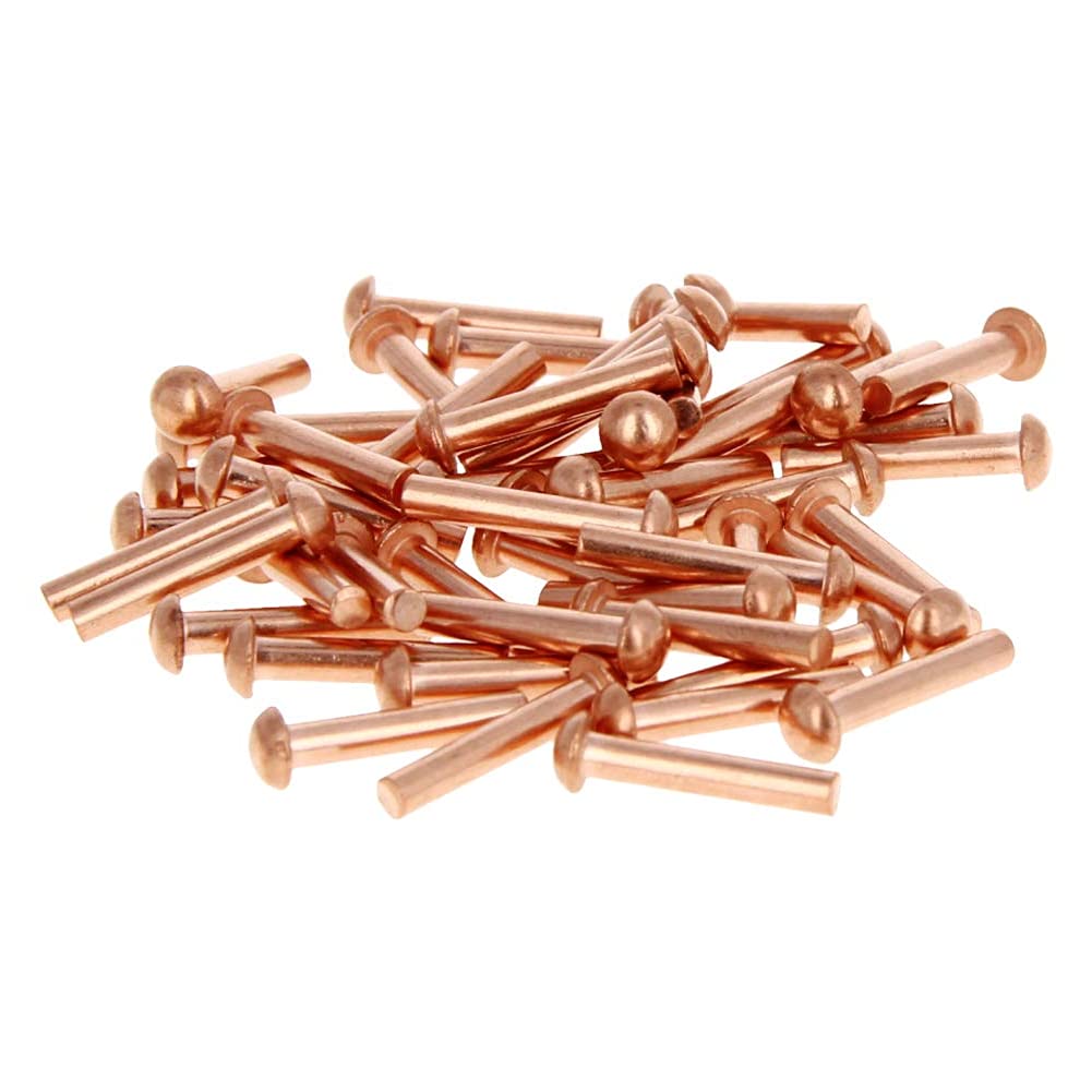 Aicosineg 50pcs 0.63" Length Copper Solid Rivets M3