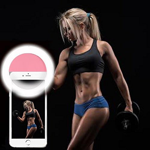 Selfie Ring Light, Eleist Rechargeable 36 LED Ring Light for Camera Selfie Ring Flash Fill Light for iPhone 7/7 Plus/6S Plus/6S/5S Galaxy S7/S7 Edge/S6/S6 Night Light Closet Light (Pink)