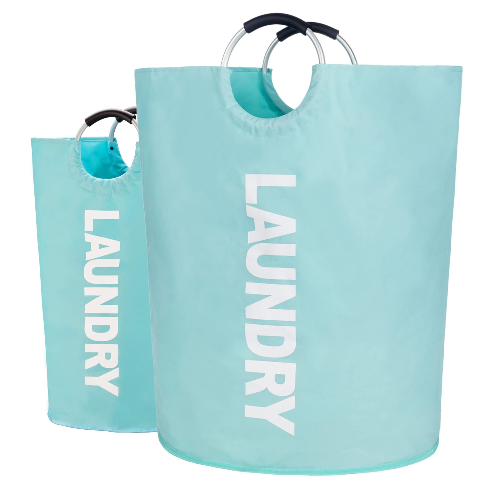 Twira 160L XX-Large Laundry Baskets, Laundry Hamper Stands Up Well, Laundry Bag with Padded Handles, Waterproof Laundry Basket Collapsible, Clothes Hamper for Bathroom, Laundry, College (Light Blue)