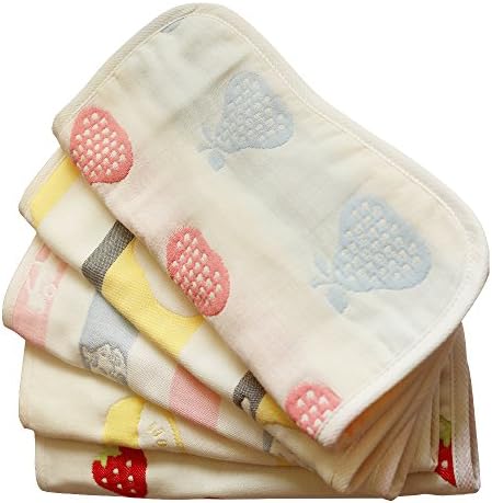 Washcloths-5pack-Soft Baby Gauze Washcloths Extra Soft For Sensitive Skin Organic Washcloths 100%Cotton (Pear)