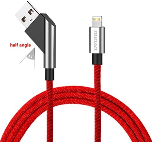 [1-Pack] DUDAO Lightning Cable Apple MFi Certified 3.3ft PowerLine - Nylon Braided USB Data Sync Cable fast charger Adapter for iPhone X/8/8 Plus/7/7 Plus/6/6 Plus/5/5S (Red)