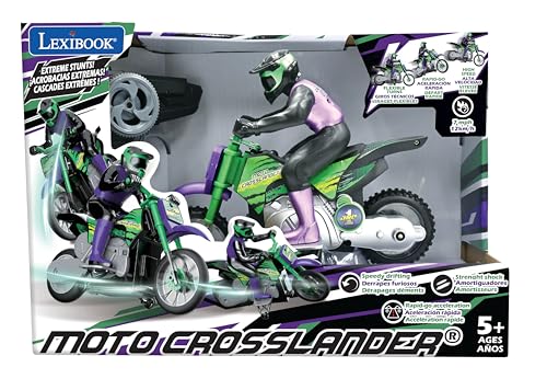 LEXiBOOK RC18, Crosslander Radio Road Motorcycle, up to 12km/h, Perfect Balance, Light Effects, Crazy skids, Fast Acceleration, Ergonomic Remote Control, Rechargeable