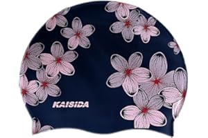 KAISIDA Swim Cap Women, Silicone Swimming Caps for Long Hair Anti Slip Waterproof Swim Caps for Womens Adult, Comfortable Bat