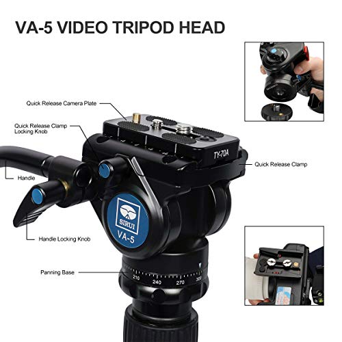 SIRUI Profi Traveler VC Video-Stativ, 159 cm, Carbon, Reise-Video-Stativ mit Videoneiger, Tragkraft bis zu 3 kg – Bild 3