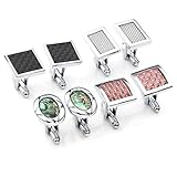 PiercingJ 4 Pairs Set Stainless Steel Exquisite GQ Classic Cufflinks