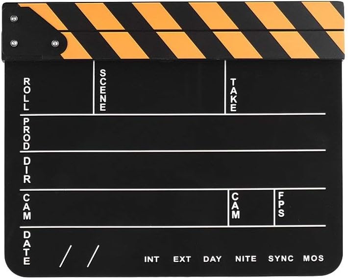 Zibofugu Director Film Clapboard Professional Studio Camera Photography Clapboard Dry Erase Acrylic Clapper Board Slate (Color : Black)