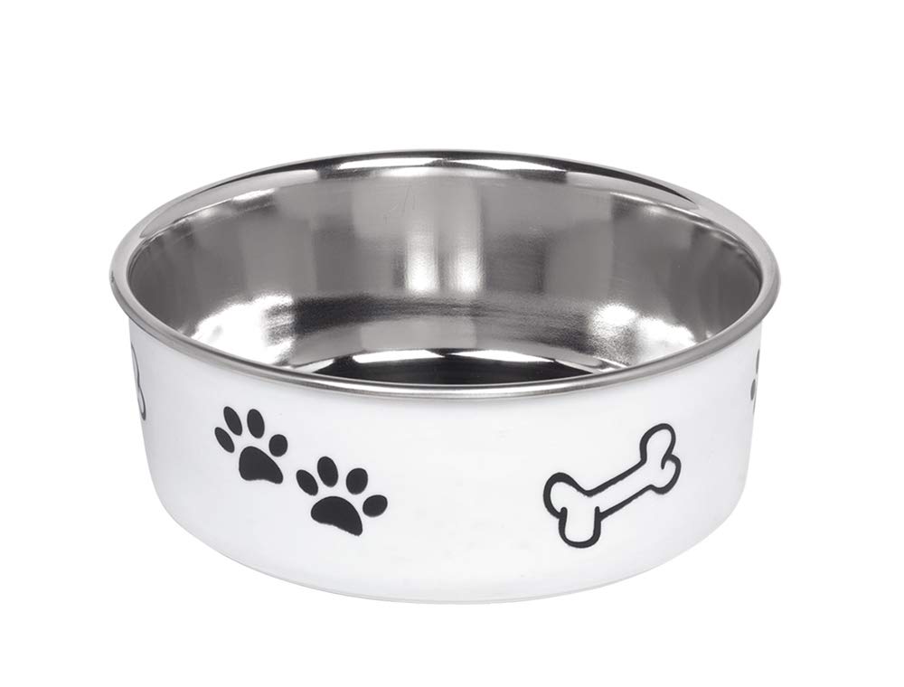 Nobby Fusion Stainless Steel Bowl Non-Slip White 16 cm 0.94 Litres