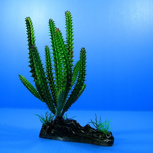 CACTUS Aquarium Ornament 7.6" Decor Tree PLASTIC PLANTS