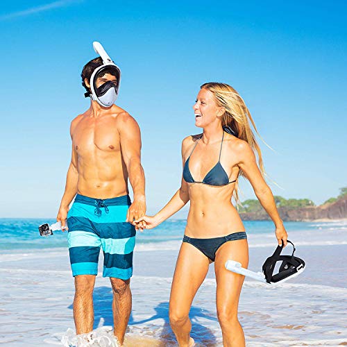 image for AugustTrek New Hybrid Lens GoPro Compatible Snorkel Mask Full Face Fol