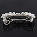 Women's White Pearl Bling Rhinestone Beaded Silver Hair Barrette Clip Pin for Long Hair Ponytail Holder