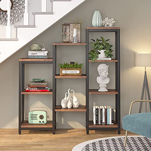Tribesigns 4Tier Bookshelves and Bookcases, Wooden Rustic Ladder Corner Bookshelf Open Step