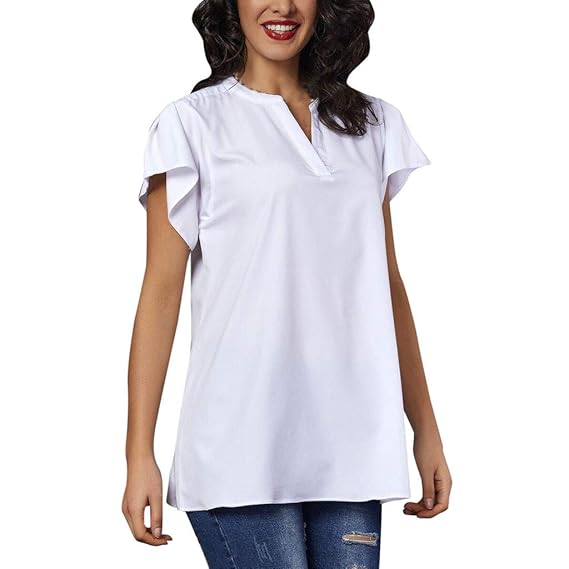 ladies frill denim shirt