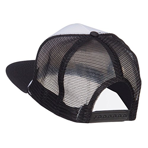 Flat Bill Snapback Trucker Cap - White Black OSFM