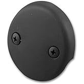 CalcMetal Dual Hole Bathtub Drain Overflow Plate with Two Matching Screws, Easy to Install, Matte Black
