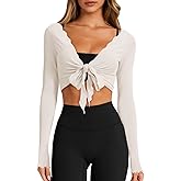 Yousify Women's Tie Wrap Tops Long Sleeve Bolero Shrug Lightweight Ballet Pilates Yoga Gym Workout Outfits