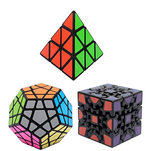 Bundle Pack Speed Cube Set of 3 Pyraminx Pyramid Speedcubing, Megaminx Cube, 3D GEAR MAGIC Cube Twisty Puzzle Great Brain Teasing Game For Kids and Adult