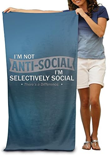 I'm Selectively Social Women's Beach Towel, Pool Towel ,Sport Towel,Thick, Soft, Quick Dry, Lightweight, Absorbent