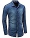 JoJoJoy Men's Casual Long Sleeve Brushed Striped Chambray Button Down Shirts Dark Blue