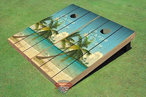All American Tailgate Beach Palm Tree #4 Carpe Diem Theme Corn Hole Boards Cornhole Game Set