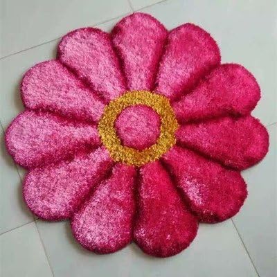 The colorful Sunflower Round Rug Mats Computer Chair Mat Flowers Design Bedroom Washable Antiskid Carpet/Area Rug (Pink)