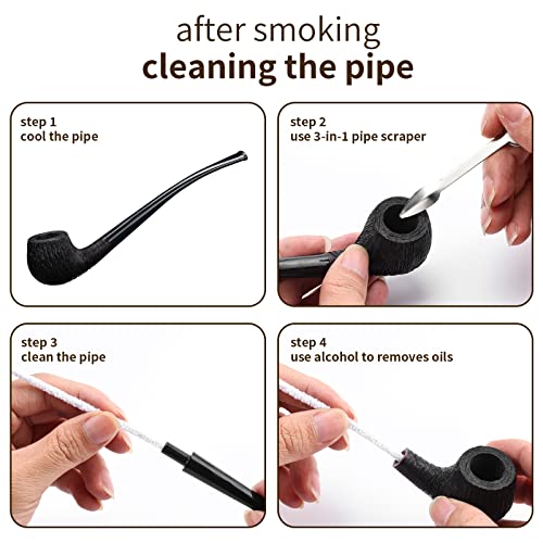 Joyoldelf Smoking Pipe, Briar Tobacco Pipe with Leather Tobacco Pipe