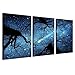 Kreative Arts Night Starry Sky Surrounded Trees Forest Canvas Wall Art Prints Landscape Canvas Picture Wall Decal Home Decoration Ready to Hang 16x24nichx3pcs