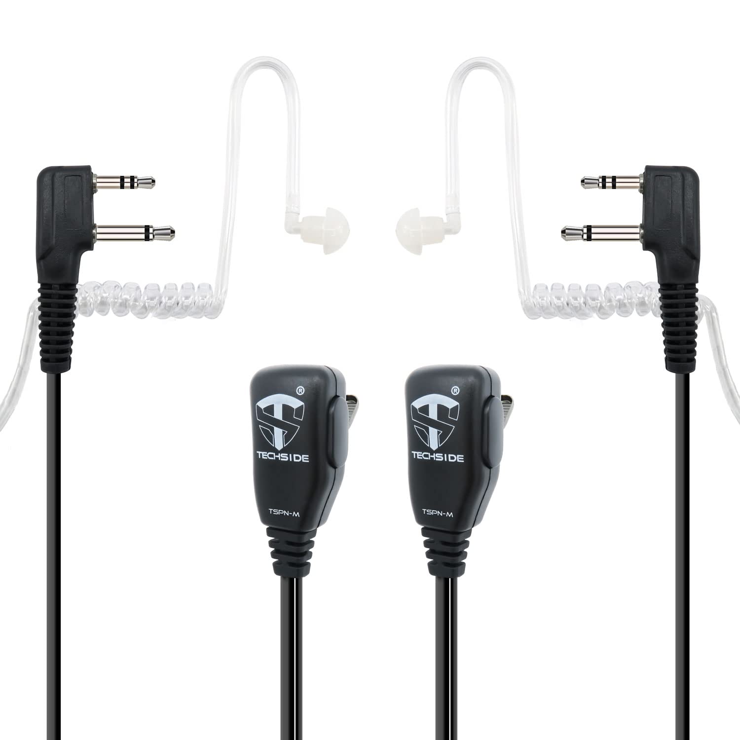 TechSide Transparent Pneumatic Earpiece (2 Pieces) | 2 Pin Midland | Two-Way Radios | Compatible with G7 Pro G8 G9 Pro M24 M24 Plus M48 M99 G6 XT G7 XTR | Surveillance Security SoftAir