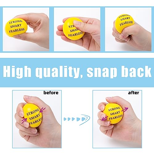 LovesTown 18PCS Inspirational Stress Relief Balls, Motivational Stress Balls 2 Inch Colorful Foam Squeeze Balls with Positive Quetos for Kids Adults Anxiety Fidget Sensory Hand Exercise