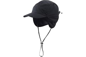 Home Prefer Waterproof Men's Winter Hats with Visor Warm Fleece Lined Baseball Cap Earflaps Trooper Trapper Hat for Men