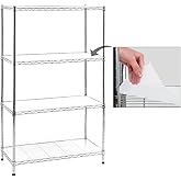 EFINE Chrome 4-Shelf Shelving Unit with Shelf Liners Set of 4, Adjustable, NSF Certified Metal Wire Shelves, 150lbs Loading C