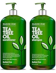 MAJESTIC PURE Tea Tree Shampoo and Conditioner Set for Men and Women -16 fl oz each - Hydrating and Fighting Dandruff, Lice and Itchy, Irritating or Dry Scalp - For All Hair Types - Sulfate Free