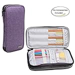 Teamoy Knitting Needles Case(up to 10-Inch), Travel Organizer Storage Bag for Circular and Straight Knitting Needles, Crochet Hooks and Knitting Accessories, Purple--NO ACCESSORIES INCLUDED