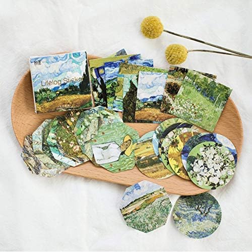 xxiaoTHAWxe 45Pcs Classic Van Gogh Painting Adhesive Sealing Stickers Craft DIY Decoration