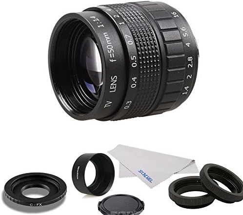 Camera lens,50mm F1.4 CCTV TV Movie lens+C Mount+Macro ring+lens hood +lens cap for Fuji Fujifilm X-E2 X-E1 X-Pro1 X-M1 X-A3 X-A2 X-A1 X-T1 C-FX