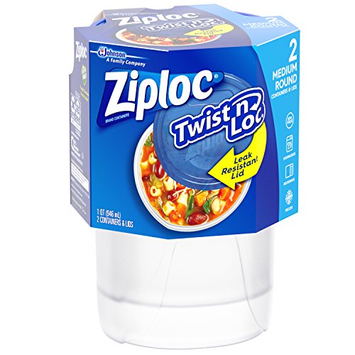 recipientes ziploc twist 'n loc para alimentos, viajes y organización, aptos para lavavajillas, redondos medianos, paquete de 2