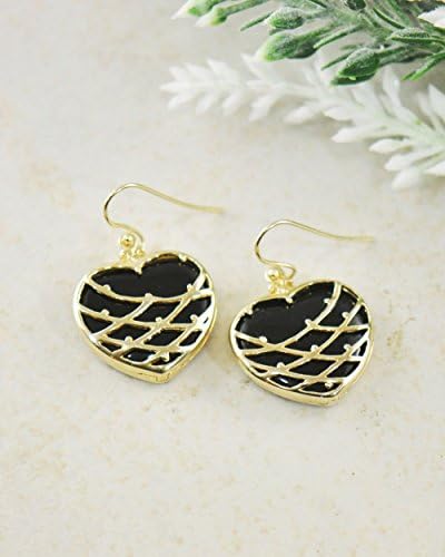 SIVALYA WILDFLOWER Heart Black Onyx Gold Vermeil Earrings, 925 Sterling Silver with 14K Gold Plating, Openable Frame Earrings – wear with or without the stone, Great Gift for Mom